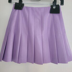 ALICE + OLIVIA Vegan Leather Lavender Pleated Carter Mini Skirt Size 0